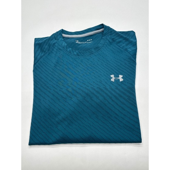 Under Armour Mens Teal Athletic T-Shirt Short Sleeve Training Gym Large - Picture 7 of 7